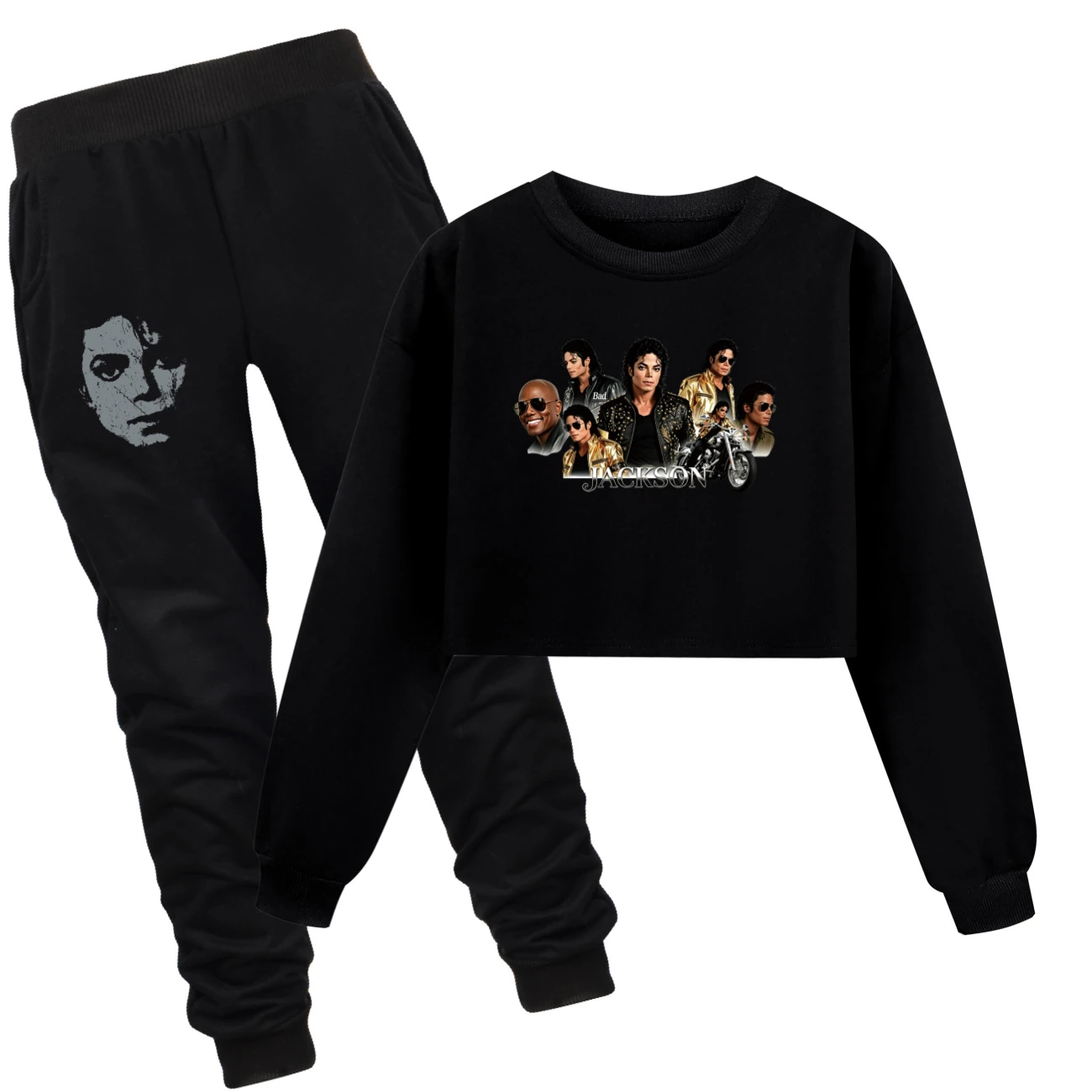 Girls’ Cropped Sweatshirt Set — 5829 Edition, Style 11 · Set · Black