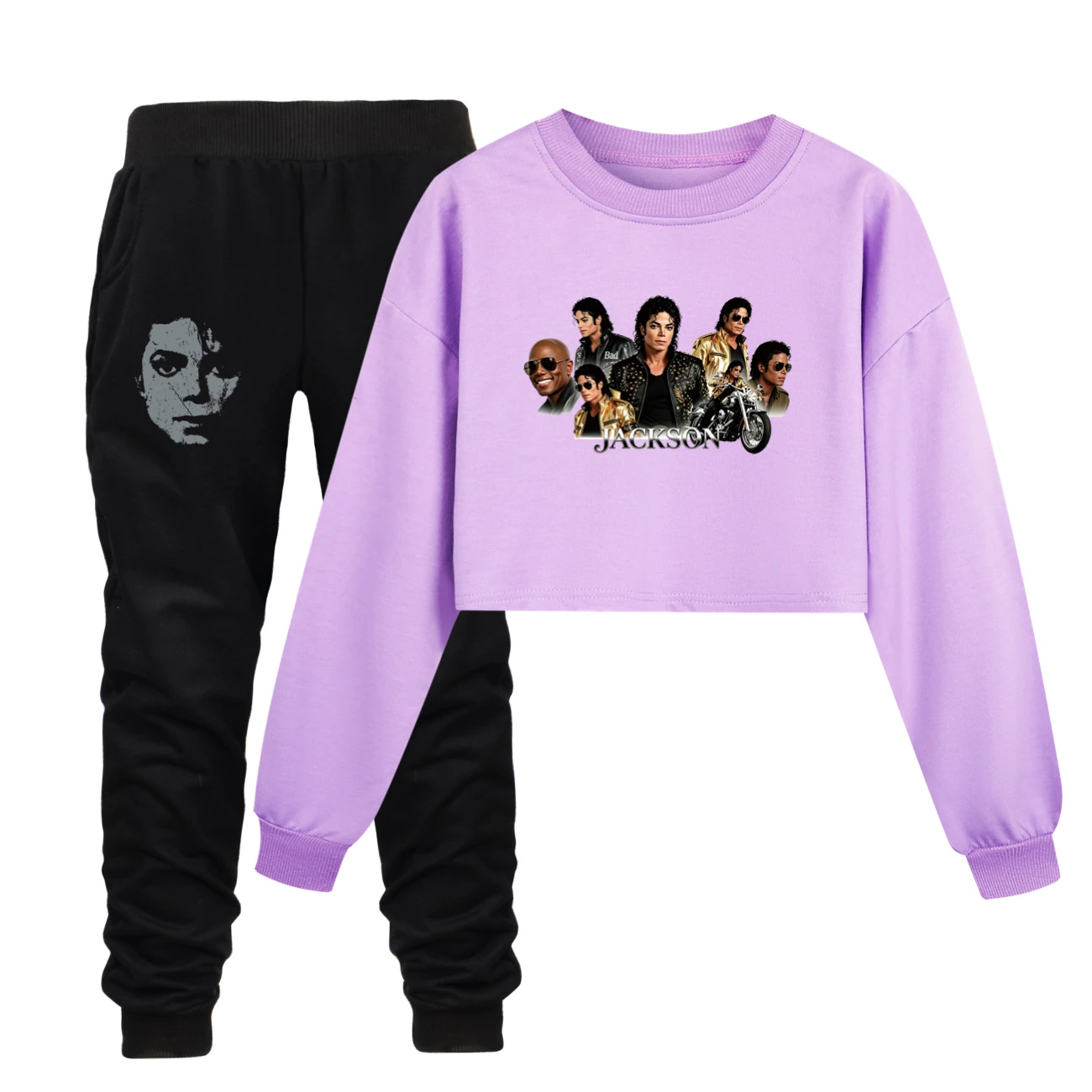 Girls’ Cropped Sweatshirt Set — 5829 Edition, Style 12 · Set · Purple
