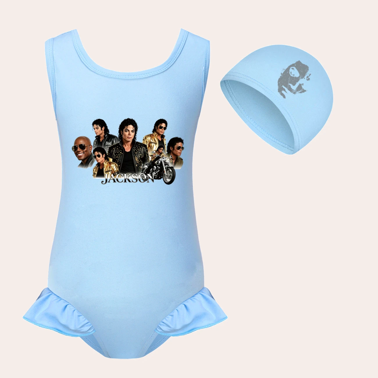 Girls’ One-Piece Swimsuit & Cap Set — 5829 Edition, clean product view