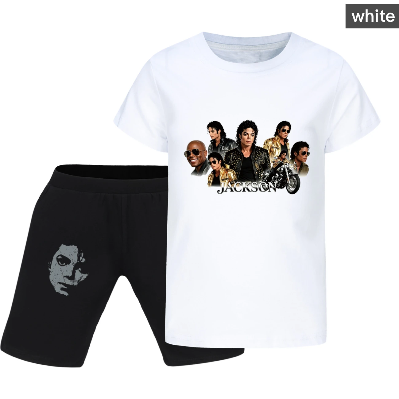 Kids’ Tee & Denim Shorts Set — 5829 Edition, Style 11 · White