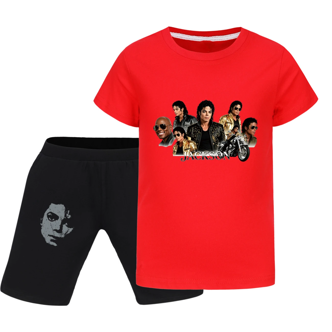 Kids’ Tee & Denim Shorts Set — 5829 Edition, Style 12 · Red