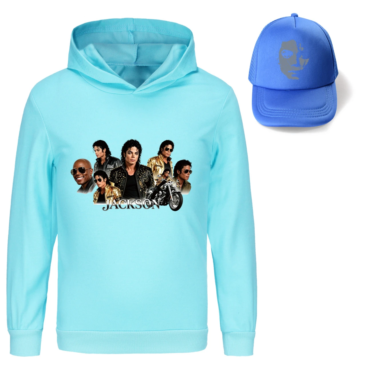 Kids’ Hoodie & Sun Hat Set — 5829 Edition, Style 08 · Light Blue