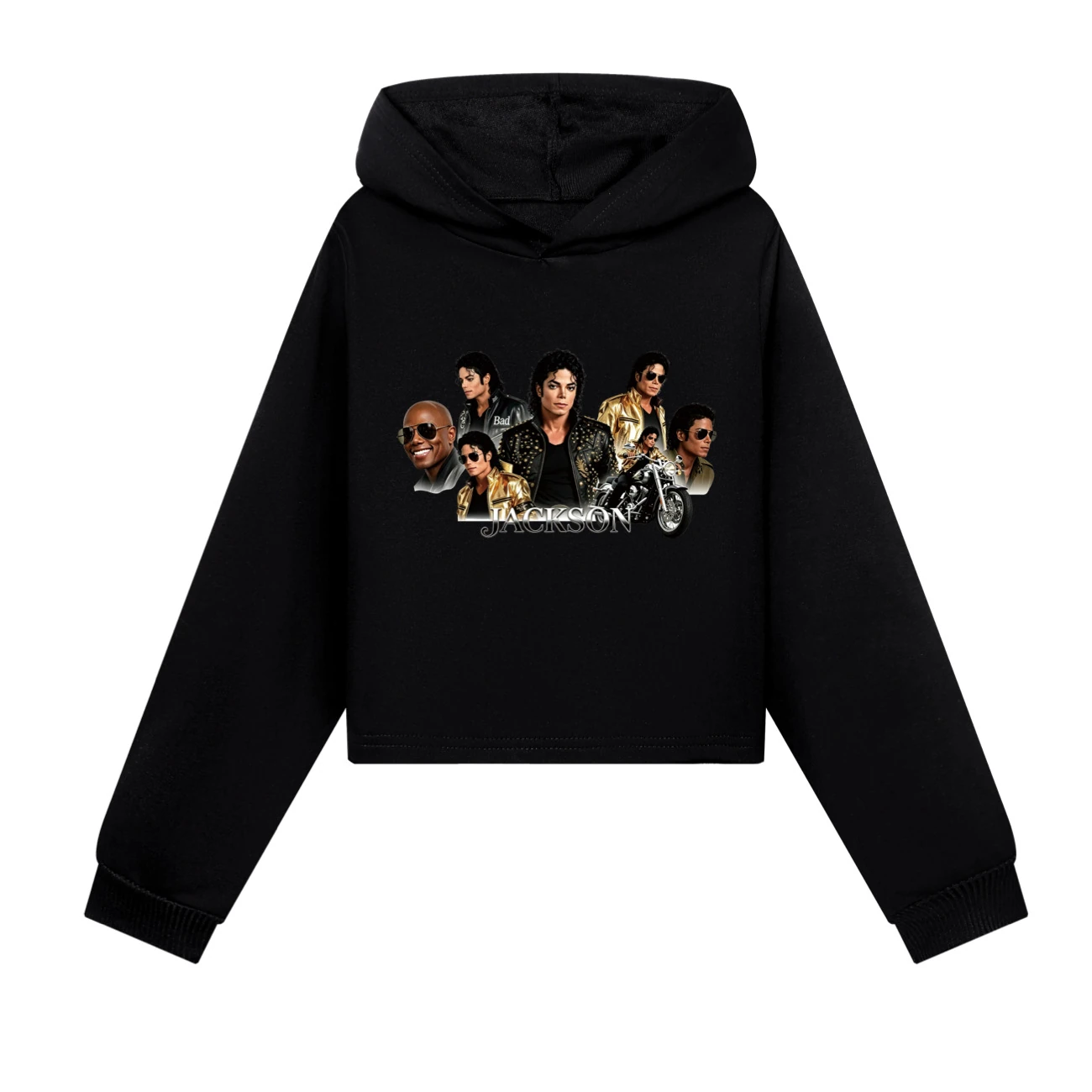 Girls’ Cropped Hoodie Set — 5829 Edition, Style 06 · Black
