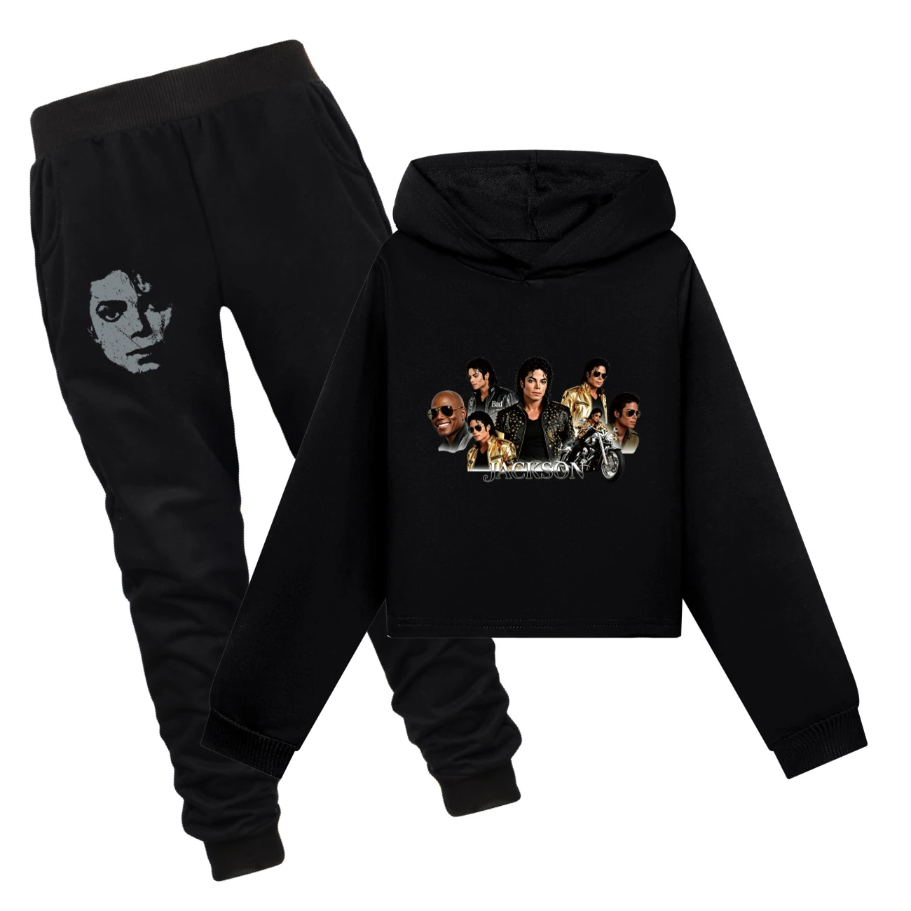 Girls’ Cropped Hoodie Set — 5829 Edition, Style 10 · Set · Black