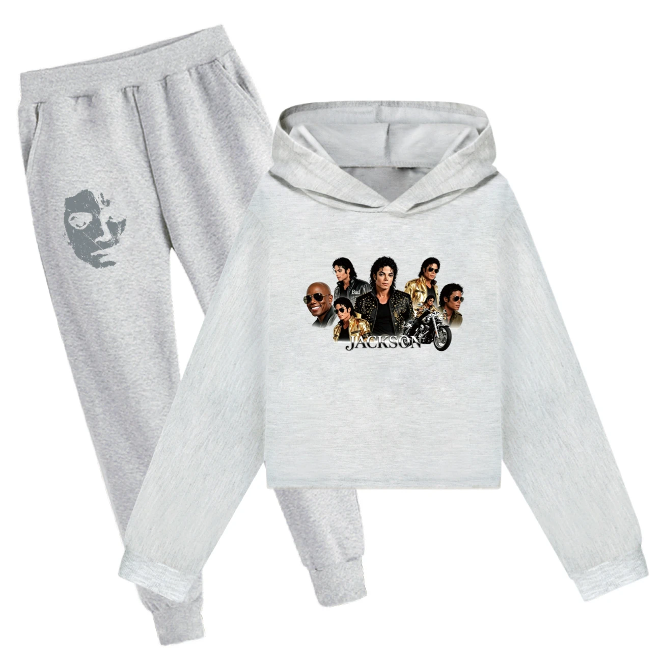 Girls’ Cropped Hoodie Set — 5829 Edition, Style 11 · Set · Grey