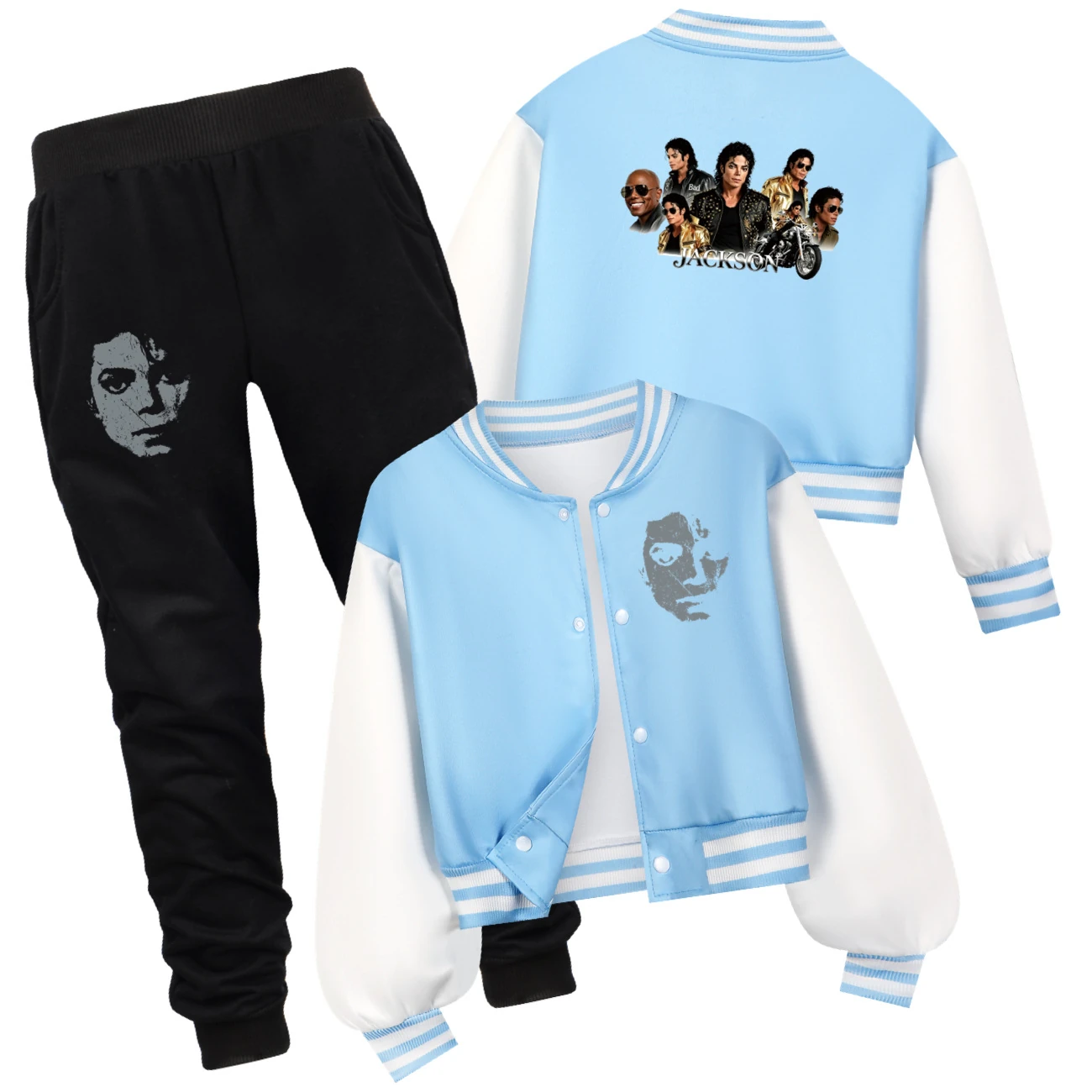 Kids’ Varsity Jacket & Jogger Set — 5829 Edition, Style 09 · Set · Light Blue