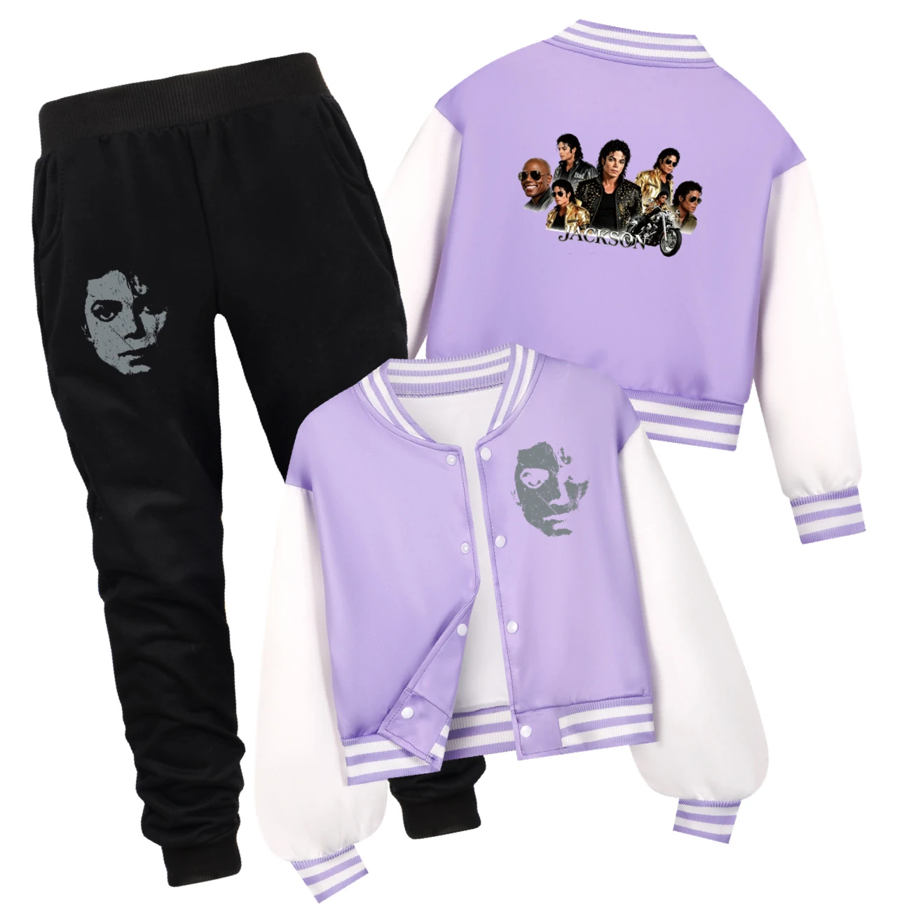 Kids’ Varsity Jacket & Jogger Set — 5829 Edition, Style 10 · Set · Purple
