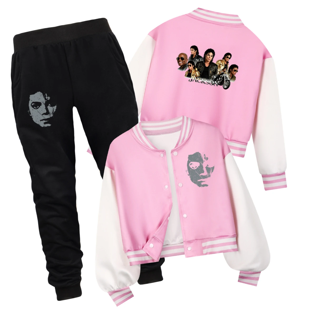 Kids’ Varsity Jacket & Jogger Set — 5829 Edition, Style 12 · Set · Pink