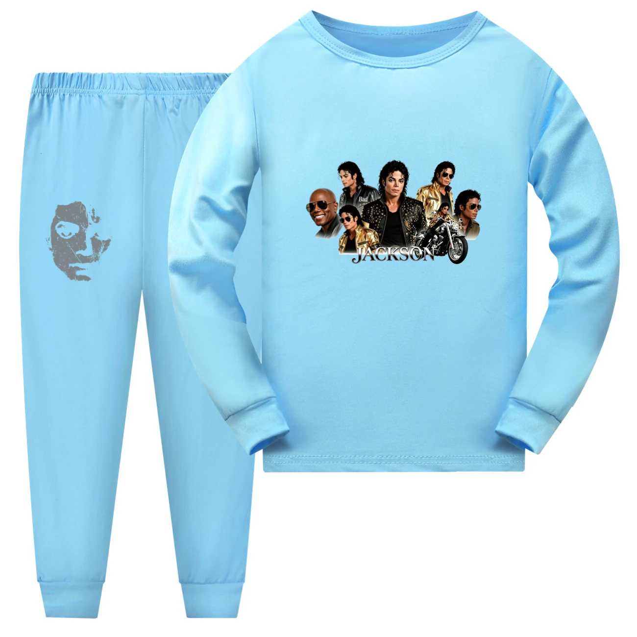 Family Lounge Set — 5829 Edition, Style 10 · Long Sleeve · Light Blue