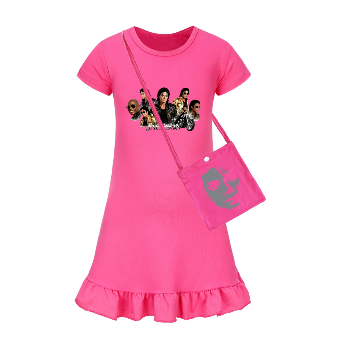 Girls’ Ruffle-Hem Lounge Dress — 5829 Edition, Style 02 · with Bag · Rose
