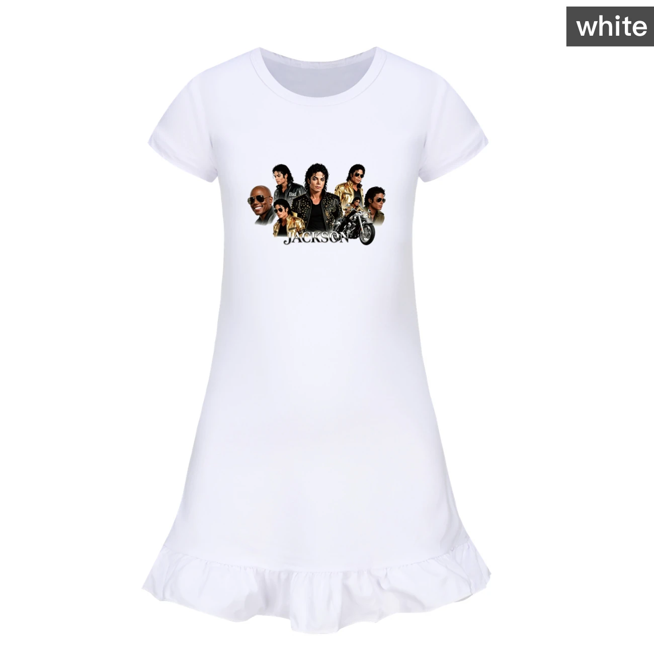 Girls’ Ruffle-Hem Lounge Dress — 5829 Edition, Style 04 · White