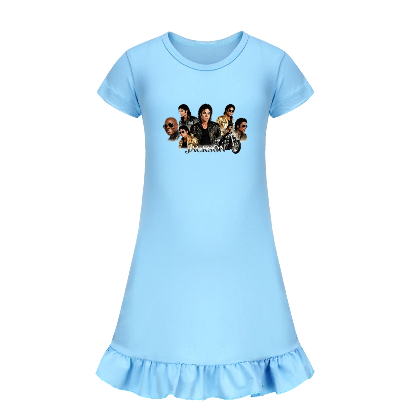 Girls’ Ruffle-Hem Lounge Dress — 5829 Edition, Style 10 · Light Blue