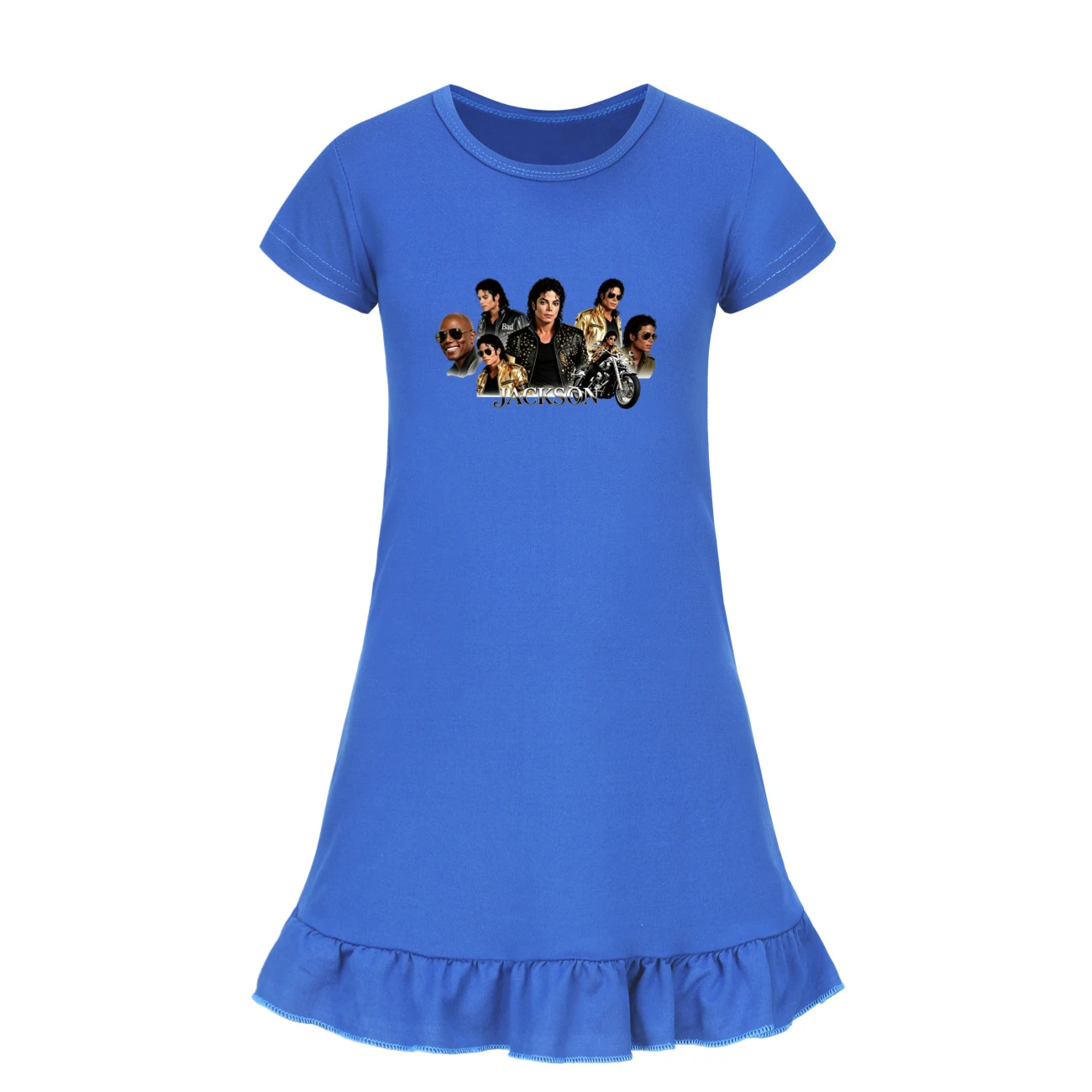 Girls’ Ruffle-Hem Lounge Dress — 5829 Edition, Style 11 · Deep Blue