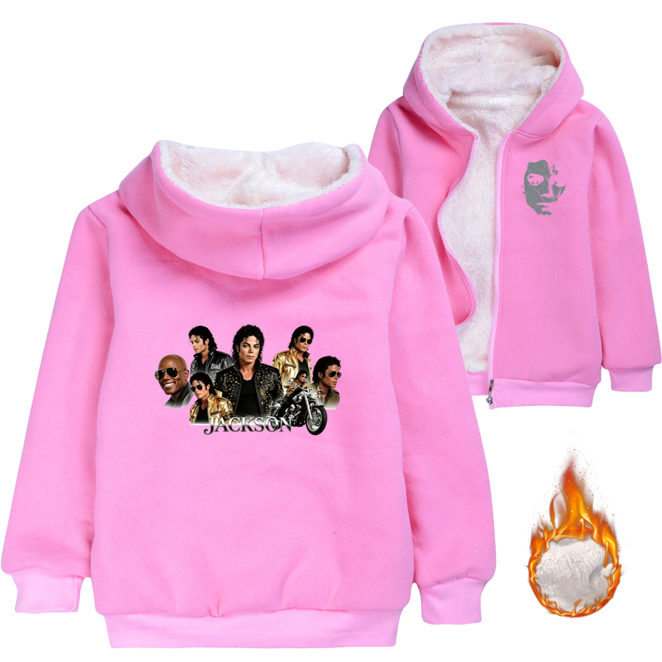 Kids’ Warm-Lined Zip Hoodie — 5829 Edition, Style 02 · Padded · Pink