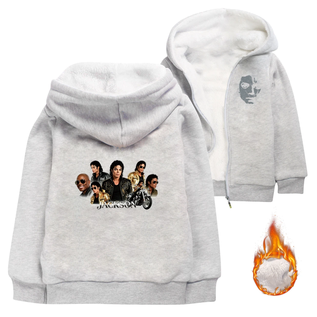Kids’ Warm-Lined Zip Hoodie — 5829 Edition, Style 03 · Padded · Grey