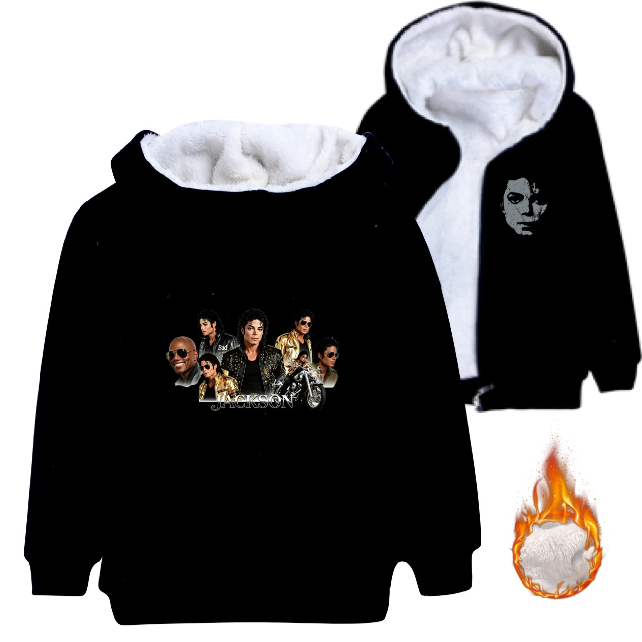 Kids’ Warm-Lined Zip Hoodie — 5829 Edition, Style 05 · Padded · Black