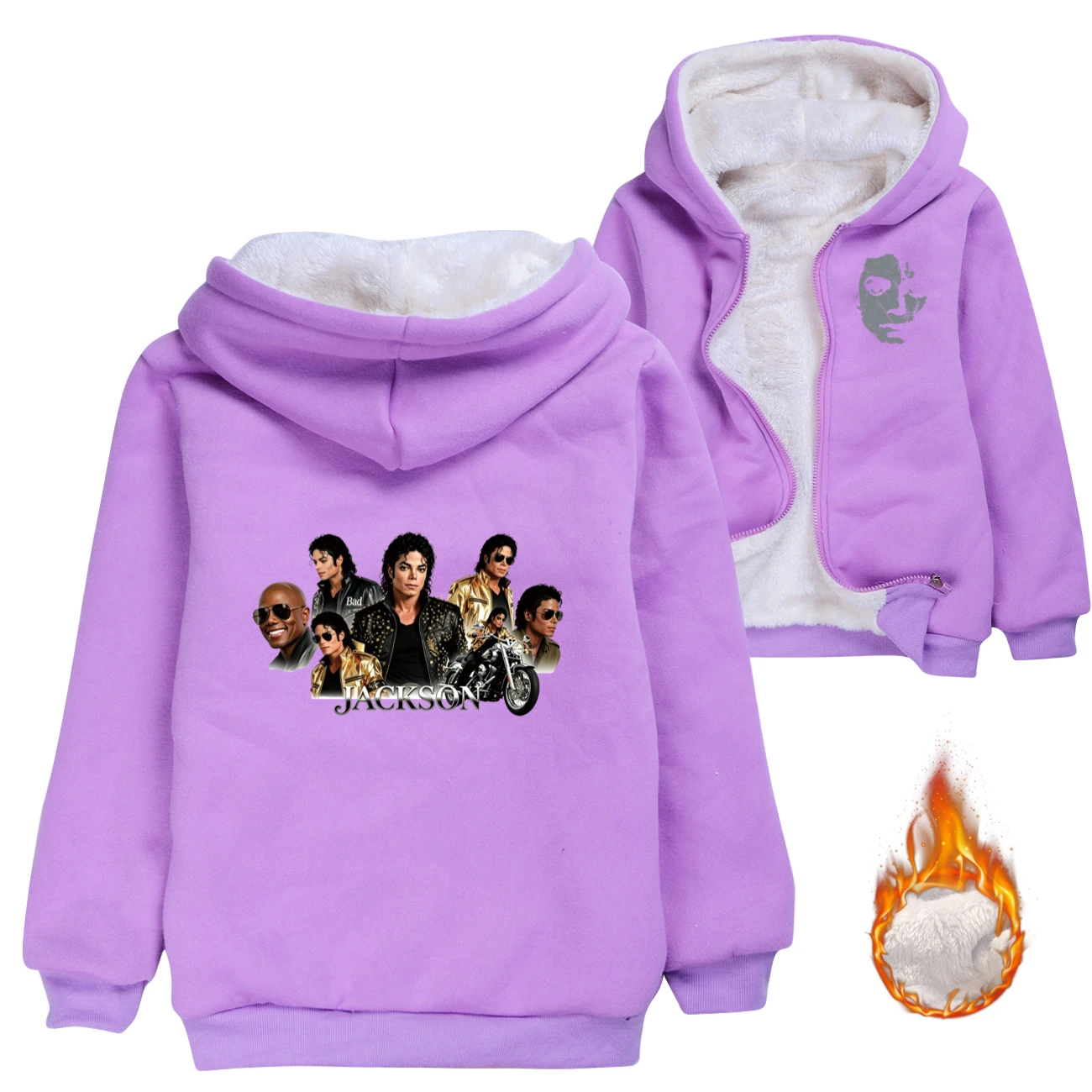 Kids’ Warm-Lined Zip Hoodie — 5829 Edition, Style 06 · Padded · Purple