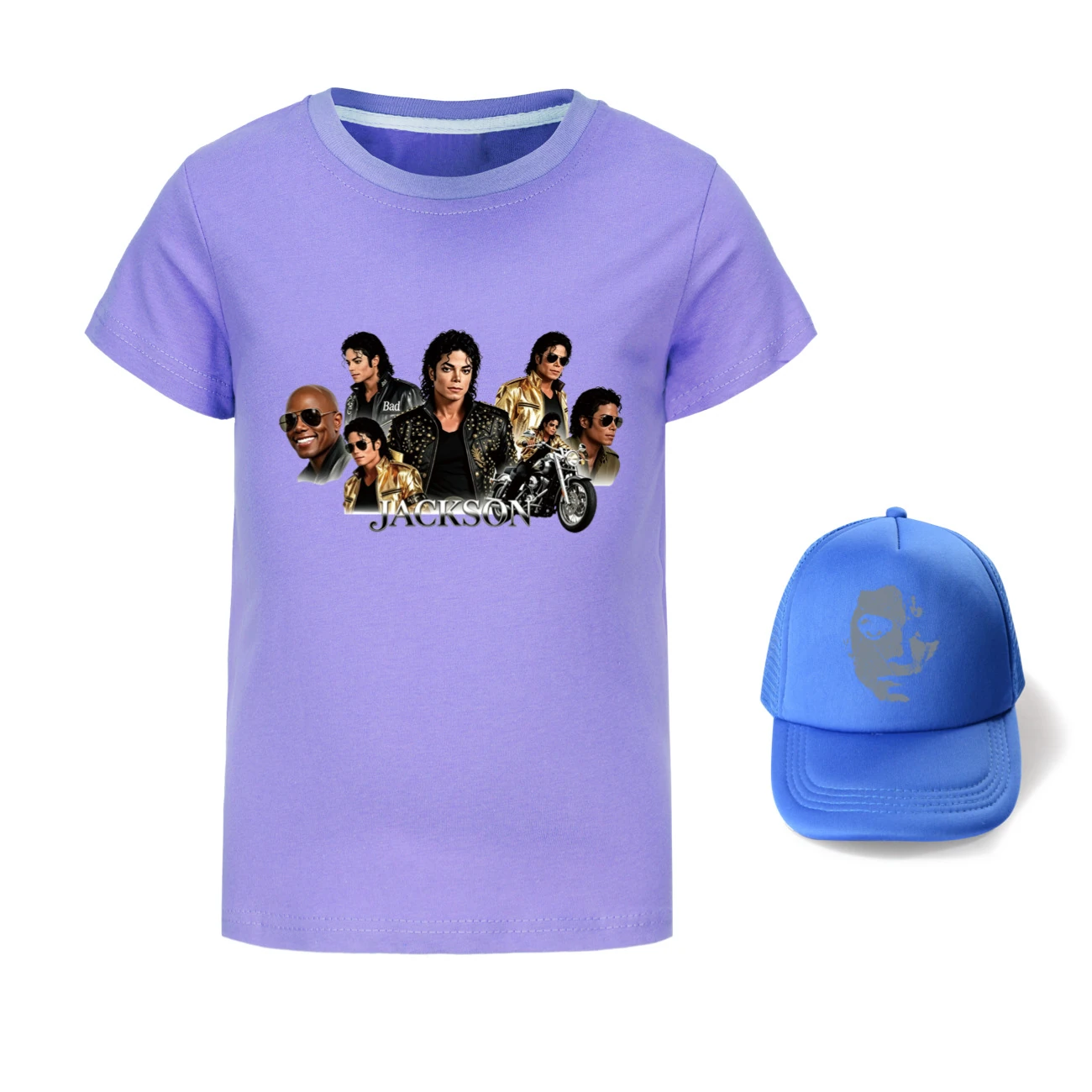 Kids’ Graphic Tee & Sun Hat Set — 5829 Edition, Style 04 · Purple