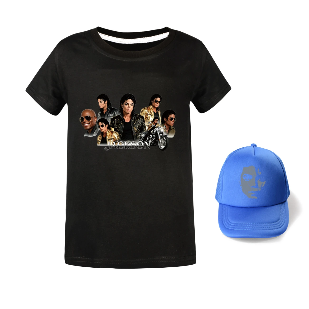 Kids’ Graphic Tee & Sun Hat Set — 5829 Edition, Style 07 · Black