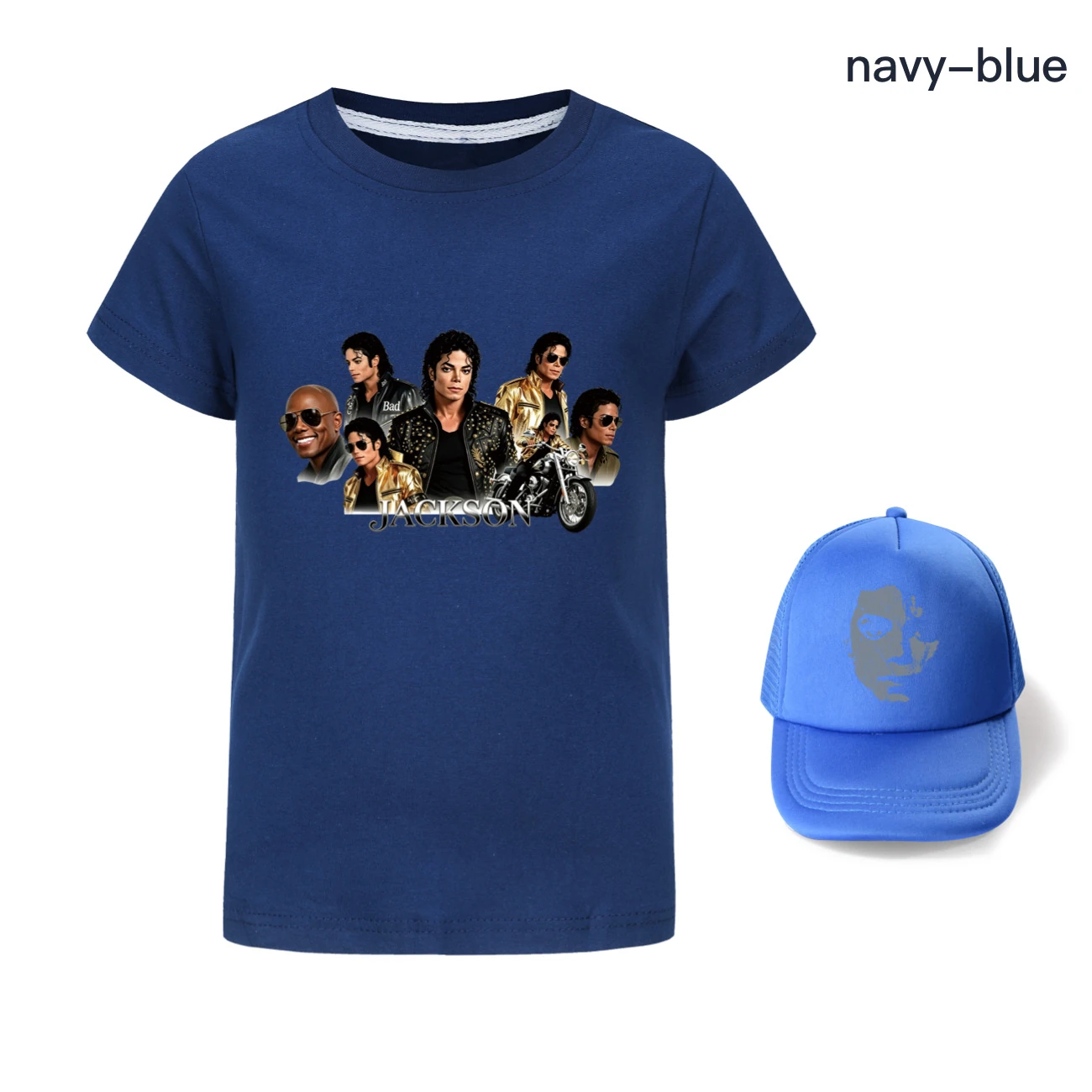 Kids’ Graphic Tee & Sun Hat Set — 5829 Edition, Style 09 · Navy