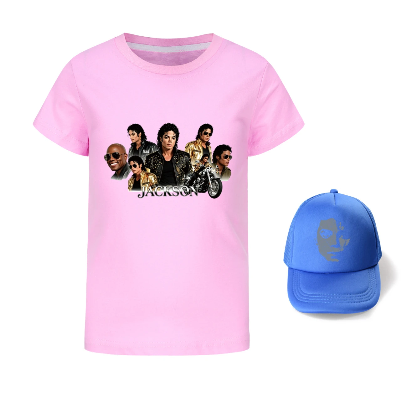Kids’ Graphic Tee & Sun Hat Set — 5829 Edition, Style 11 · Pink