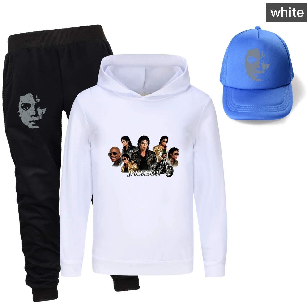 Kids’ Hoodie, Jogger & Hat Set — 5829 Edition, Style 01 · White