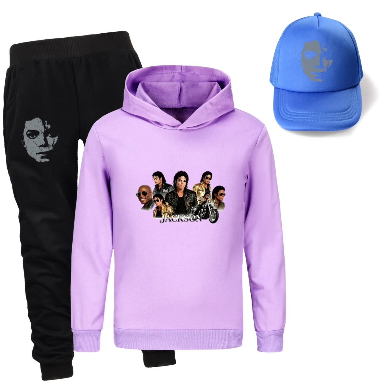 Kids’ Hoodie, Jogger & Hat Set — 5829 Edition, Style 04 · Purple