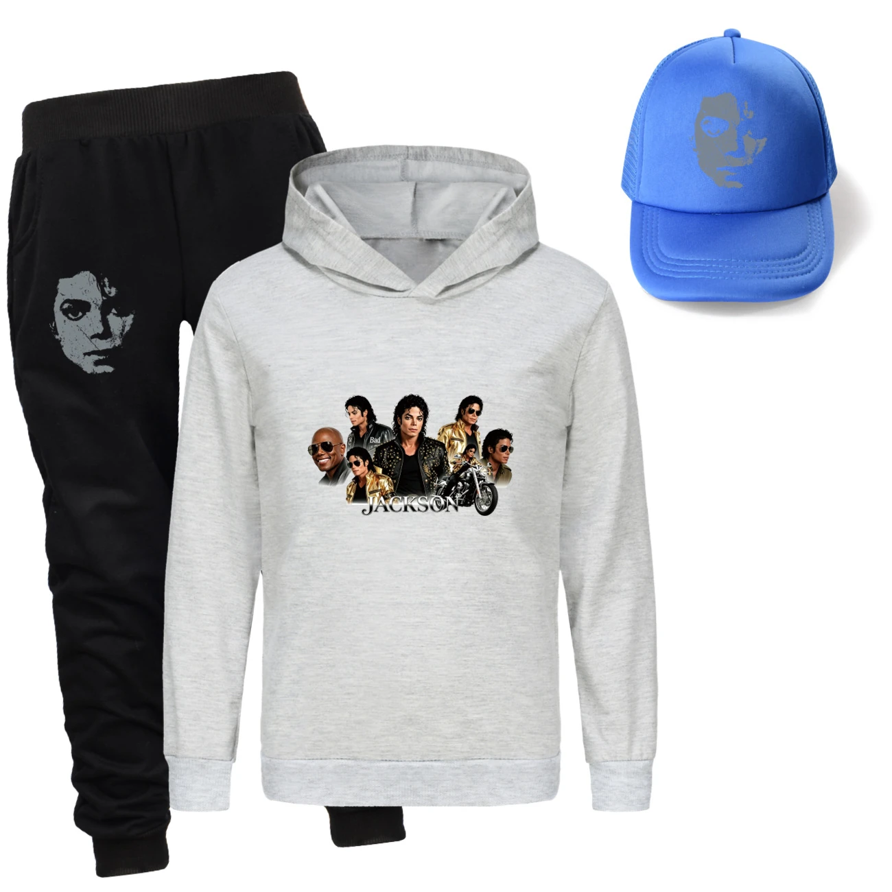 Kids’ Hoodie, Jogger & Hat Set — 5829 Edition, Style 05 · Grey