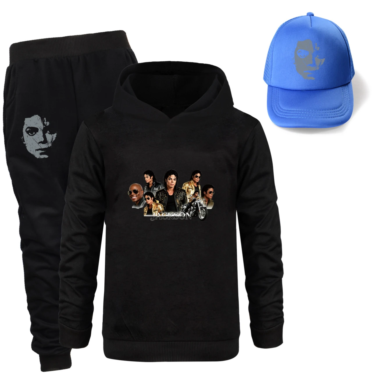 Kids’ Hoodie, Jogger & Hat Set — 5829 Edition, Style 07 · Black