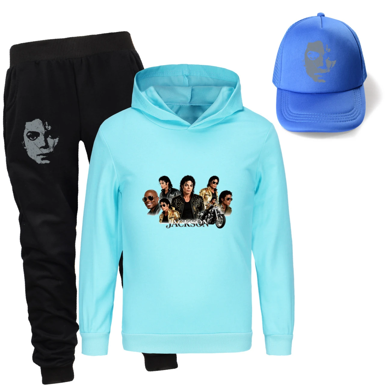 Kids’ Hoodie, Jogger & Hat Set — 5829 Edition, Style 08 · Light Blue